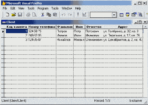 Базы данных Visual Foxpro
