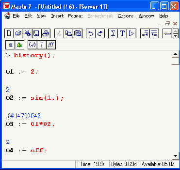  %   history